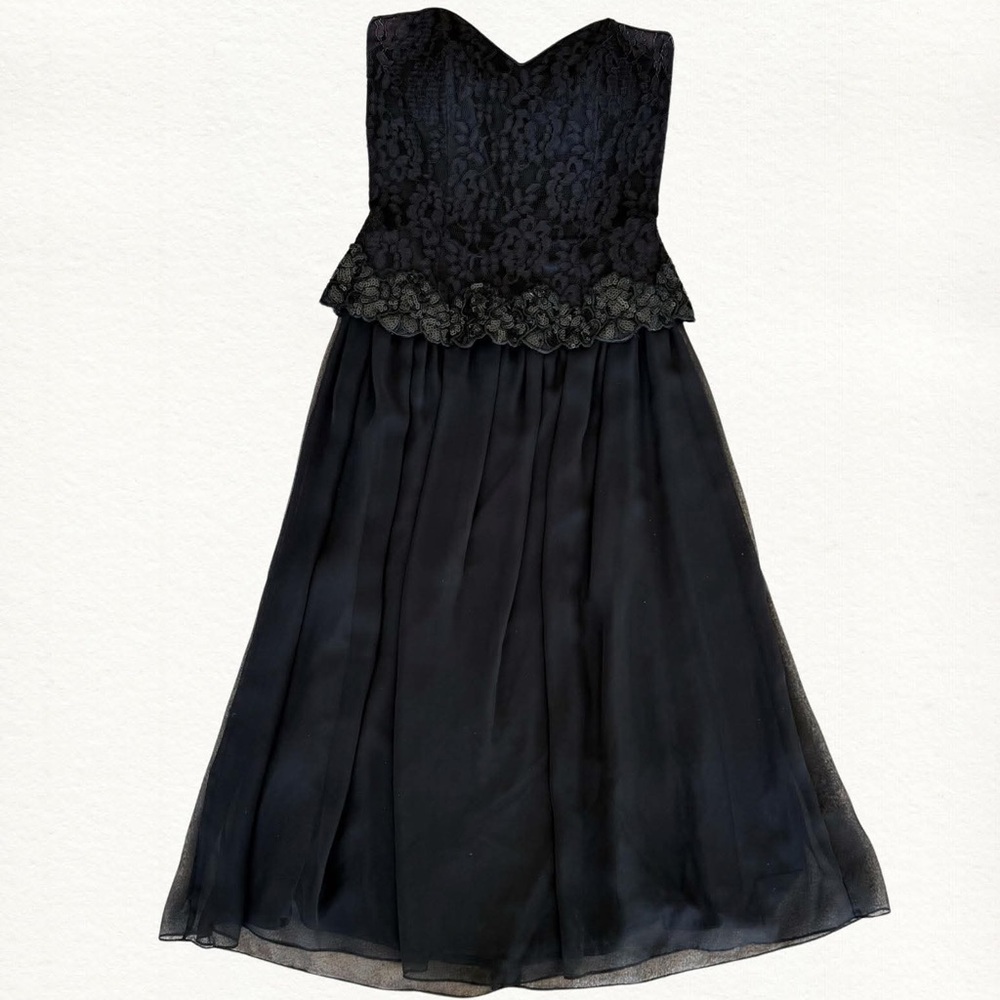 Scott McClintock Black Strapless Peplum Dress